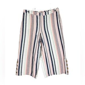 ANA linen blend cropped pants wide leg XL striped beachy Summer comfortable